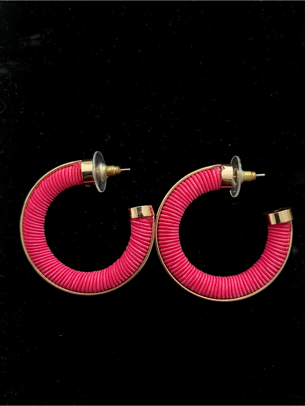 Classic Pink Wrapped Hoop Earrings
